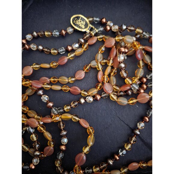 Joan Rivers Classics Collection Czech Crystal Beaded Necklaces Amber & Bronze Se - Picture 1 of 7